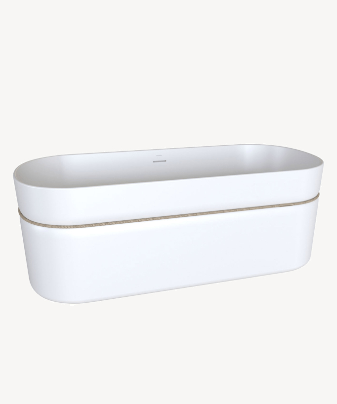 Vasca acrilica freestanding con cordone Bianco lucido - Tempo