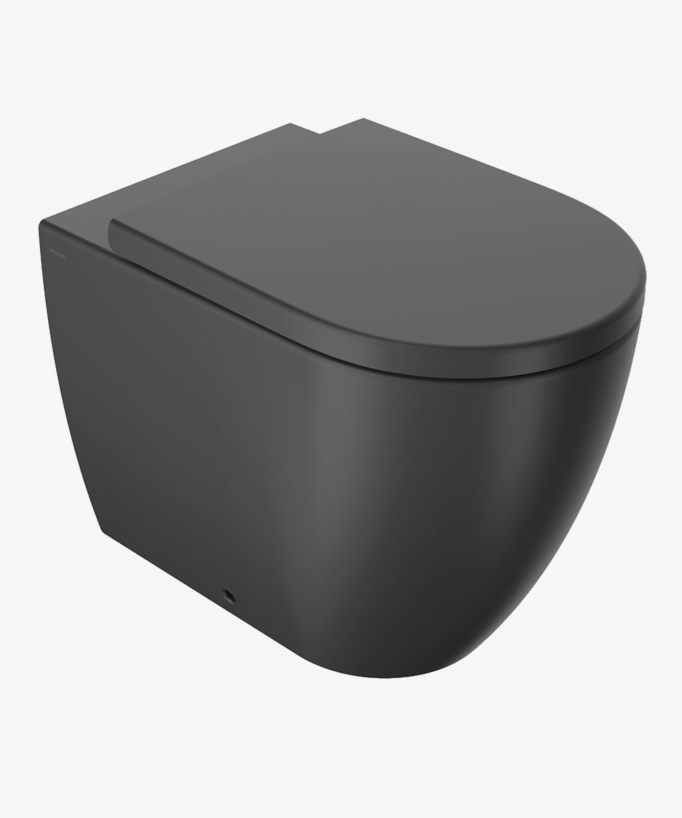 WC a pavimento con sedile incluso Nero opaco - Arc - small