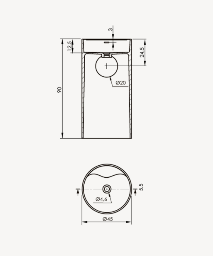 Lavabo a colonna moderno Vistabella - Bianco Ø45 cm