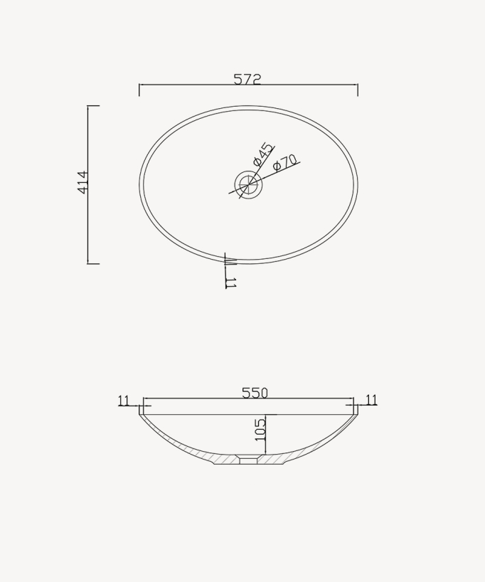 Lavabo ovale da appoggio in solid surface Bianco opaco - Kabinda