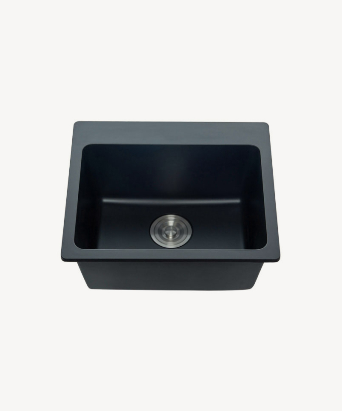 Lavello da cucina singolo 500 mm - granito nero opaco - Alto