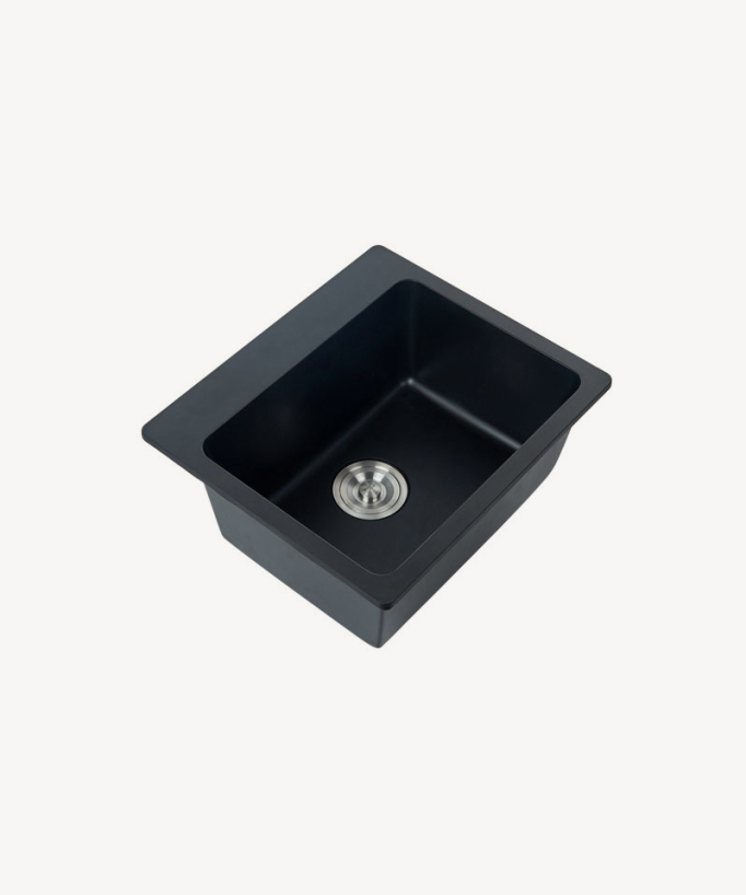 Lavello da cucina singolo 500 mm - granito nero opaco - Alto