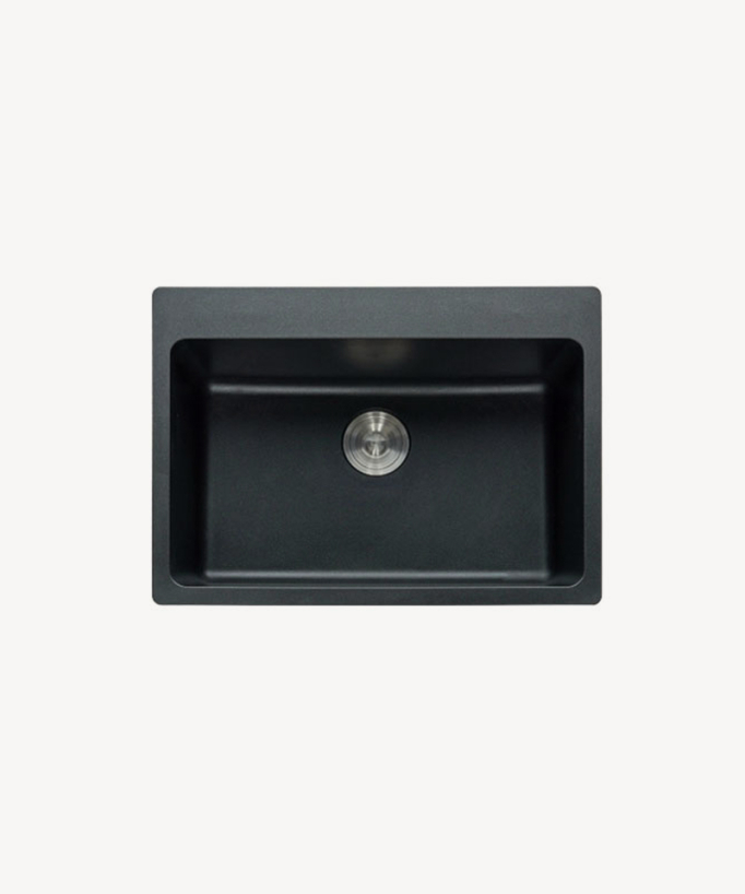 Lavello da cucina singolo 680 mm - granito nero opaco - Lotus
