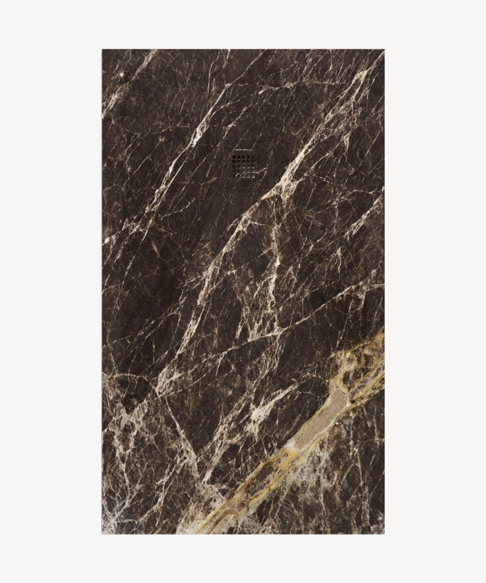 Piatto doccia Empereur Marrone, finitura Lisse Stone 3D, griglia colorata