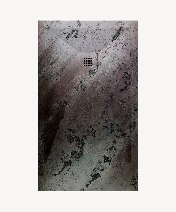 Piatto doccia Acciaio, finitura Lisse Stone 3D, griglia colorata