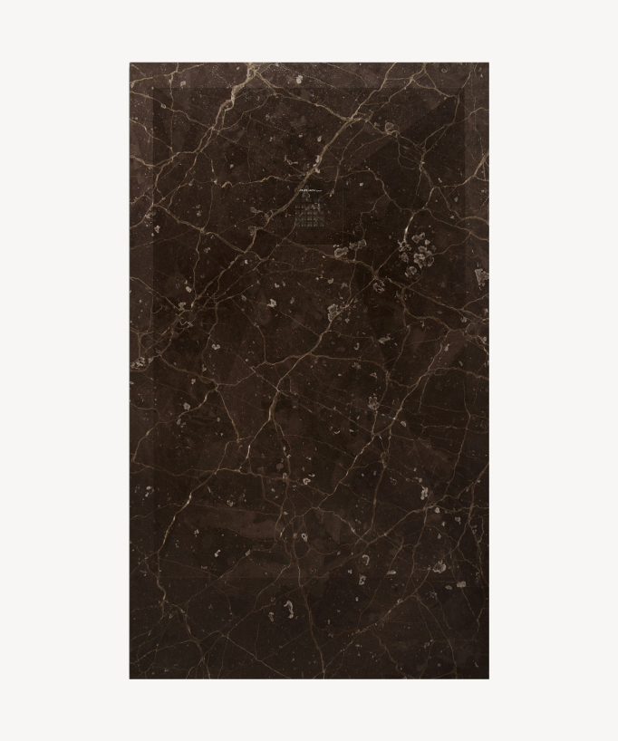 Piatto doccia Oasis Marrone Scuro, finitura Lisse Stone 3D, griglia colorata