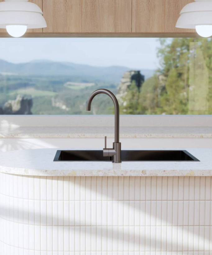 Lavello da cucina doppio 760 mm - gunmetal spazzolato - Jaboty