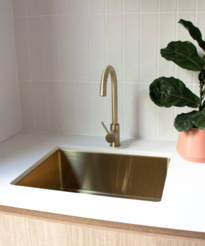 Lavello da cucina singolo 550 mm - ottone spazzolato - Ohia