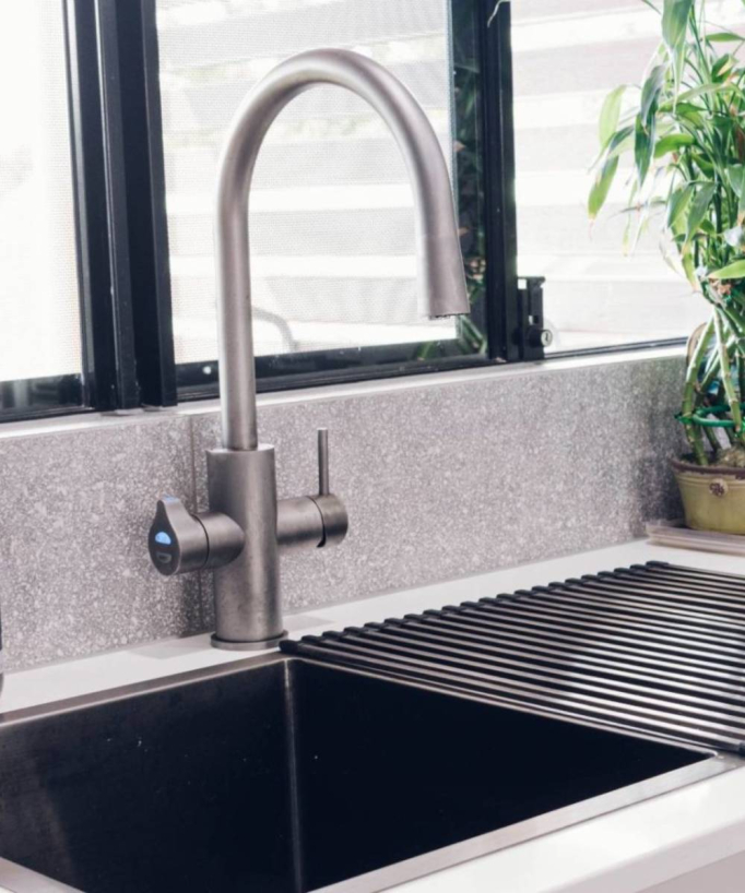 Lavello da cucina doppio 855 mm - gunmetal spazzolato - Tilia
