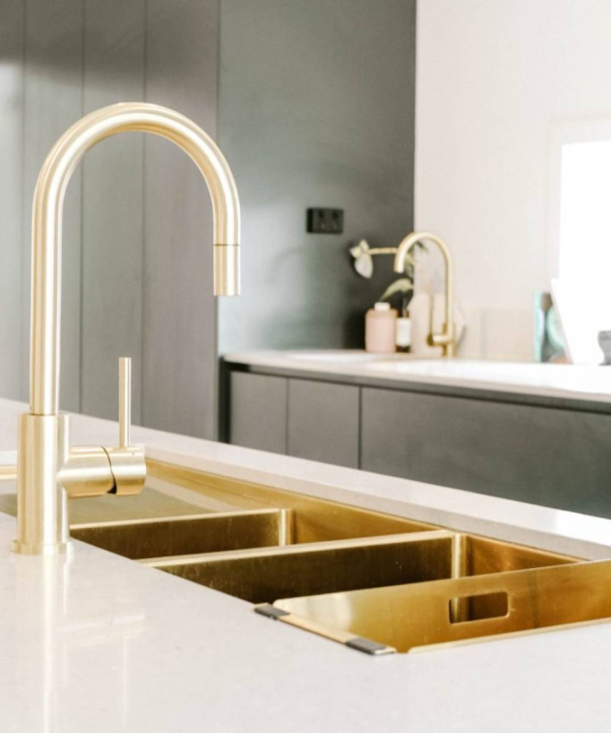 Lavello da cucina doppio 1180 mm - ottone spazzolato - Filao