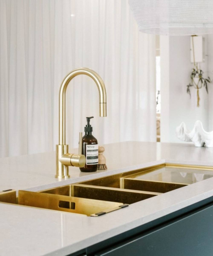 Lavello da cucina doppio 1180 mm - ottone spazzolato - Filao