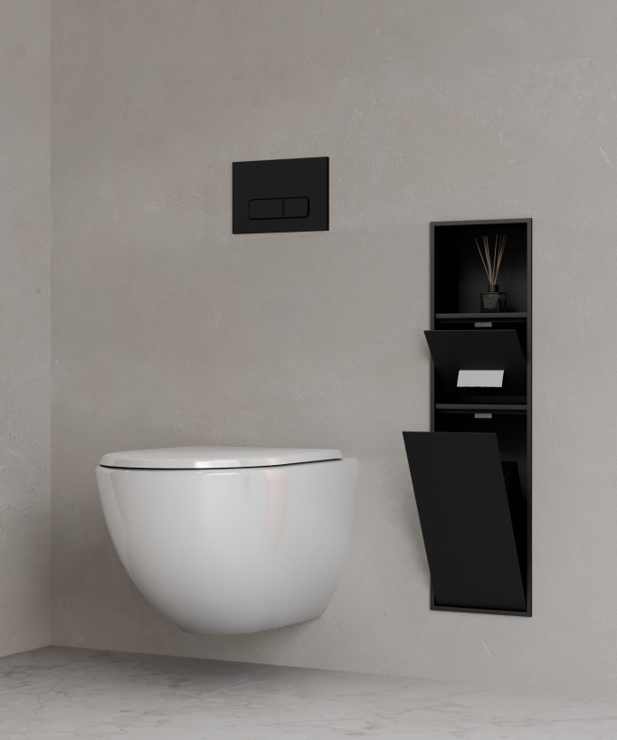 Nicchia toilette incasso con scomparti - Nero