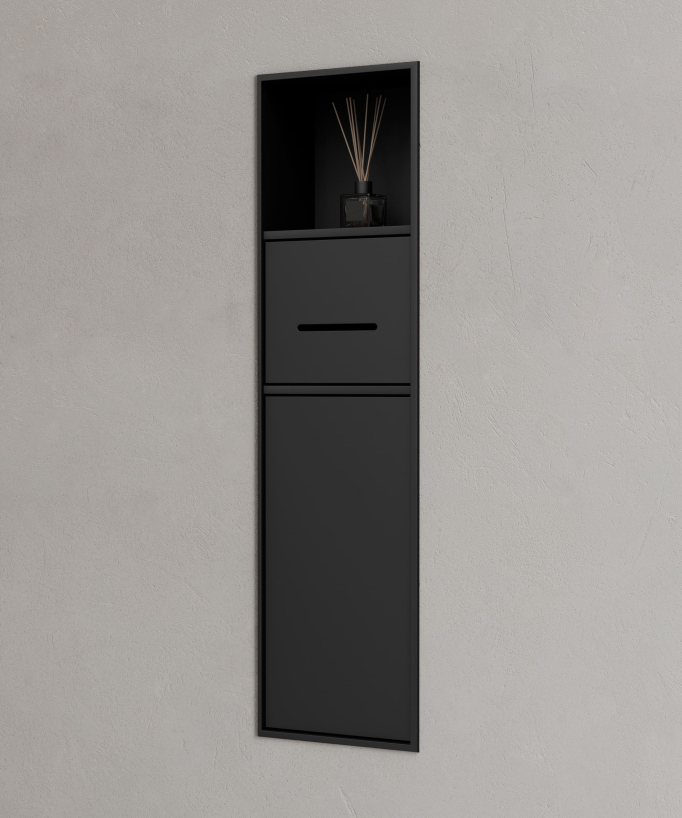 Nicchia toilette incasso con scomparti - Nero