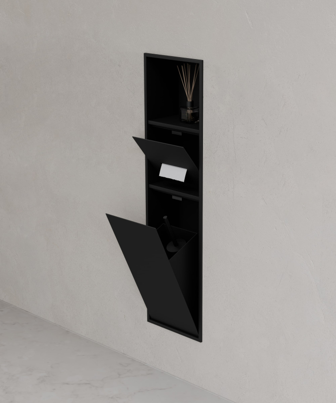 Nicchia toilette incasso con scomparti - Nero