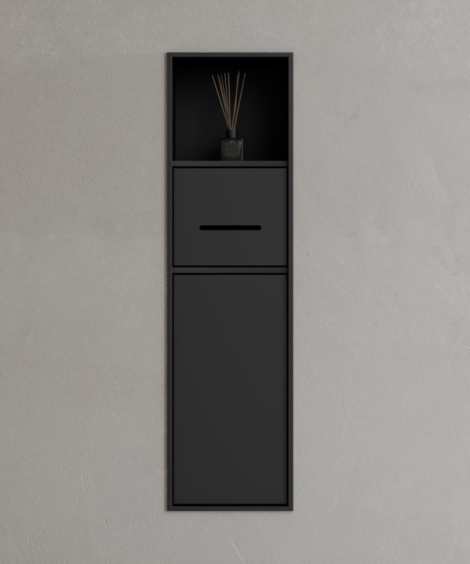 Nicchia toilette incasso con scomparti - Nero