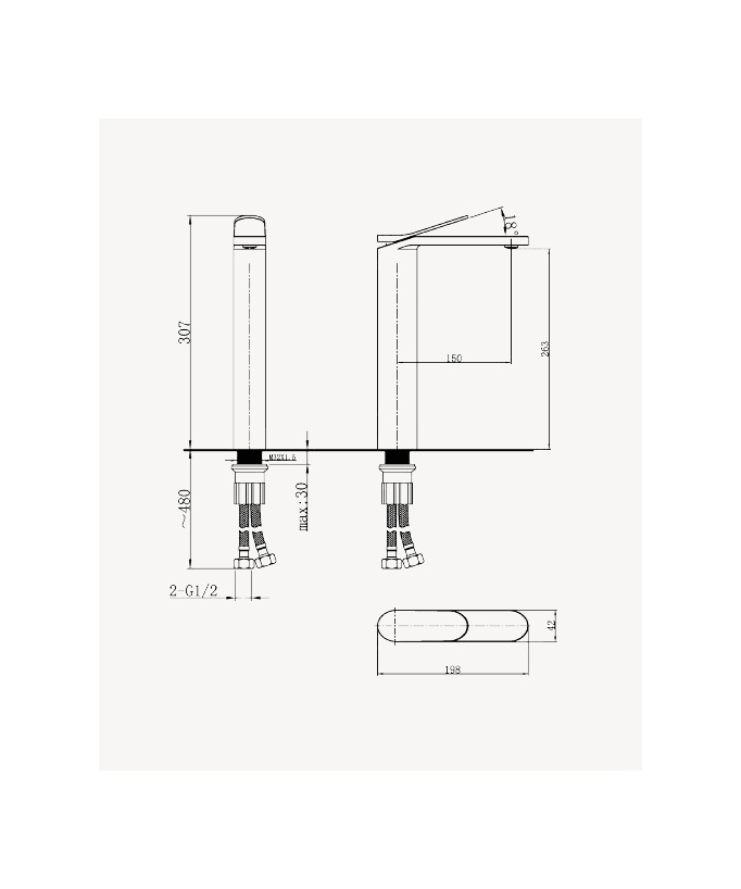 Rubinetto miscelatore lavabo alto - Elbe
