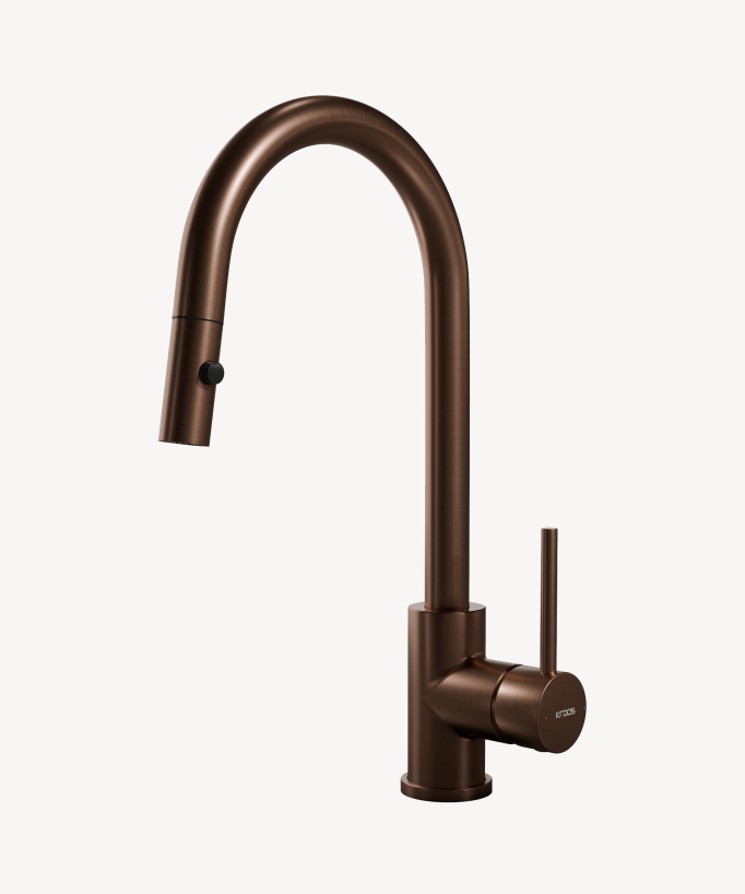 Miscelatore cucina moderno con doccetta - oro rosa spazzolato