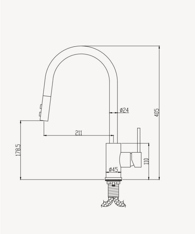 Miscelatore cucina moderno con doccetta - Gun metal - Corbeau