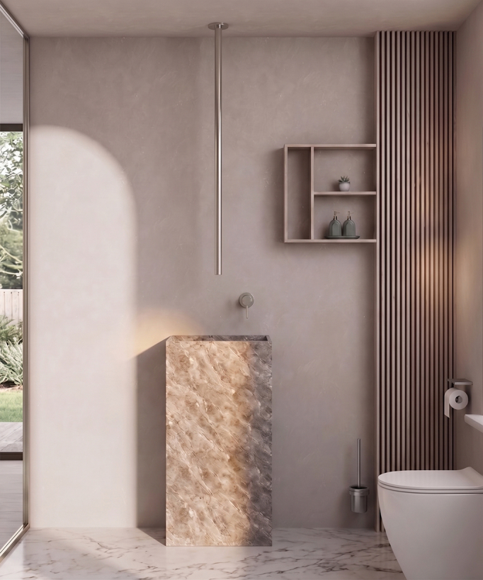 Miscelatore lavabo sospeso a soffitto Nickel spazzolato - Corbeau