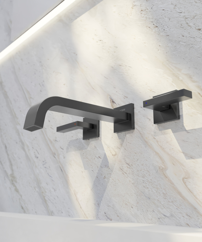 Rubinetto lavabo a parete Gun metal - Fiumina