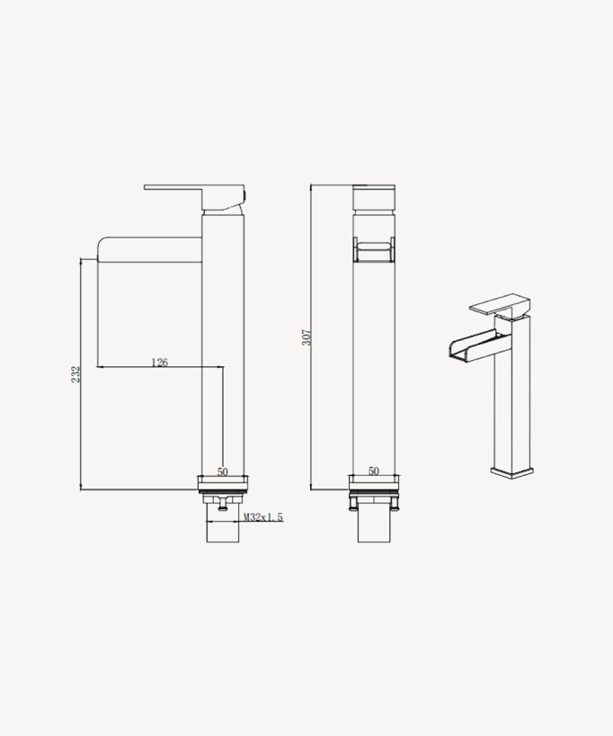 Miscelatore lavabo alto a cascata cromato - Alnair