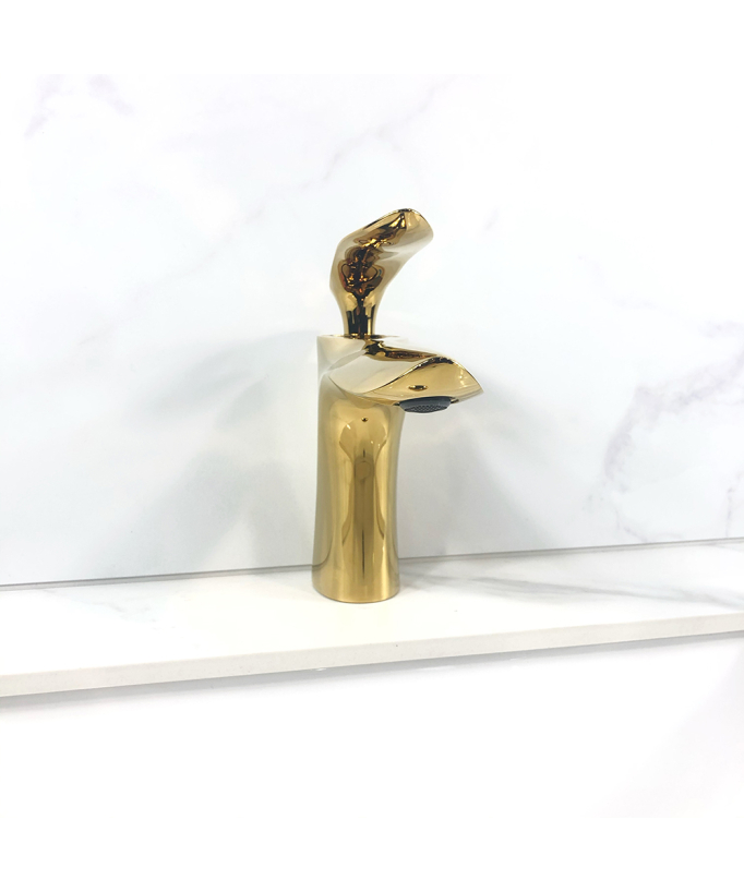 Miscelatore lavabo elegante in ottone dorato - Canopus
