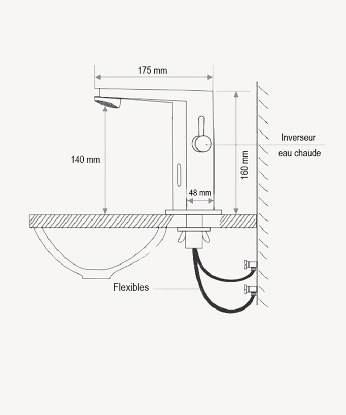 Miscelatore lavabo con sensore automatico in ottone cromato - Pula