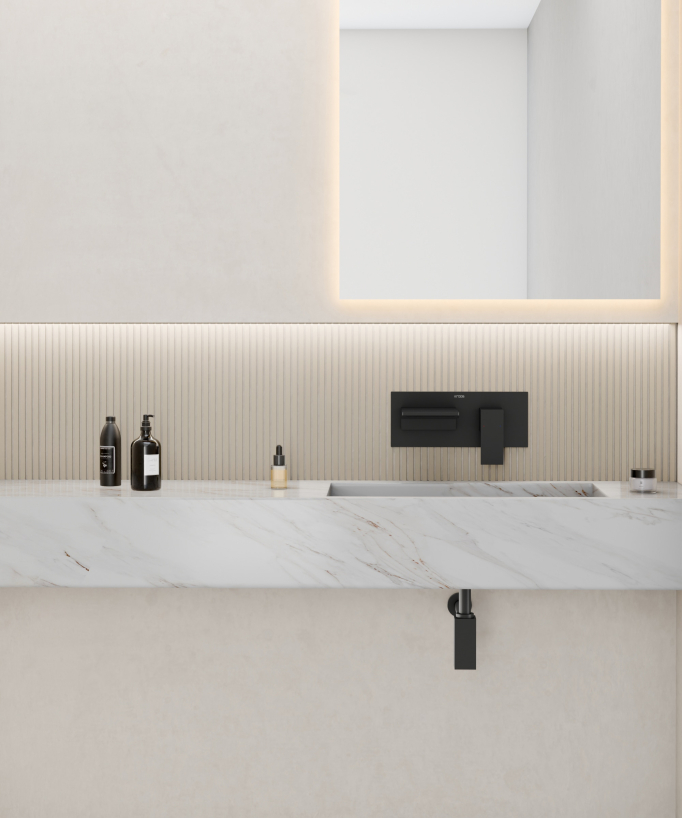 Miscelatore lavabo a parete a cascata - Thilia
