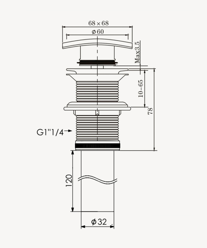 Bonde lavabo quadrata senza troppopieno - Dorato