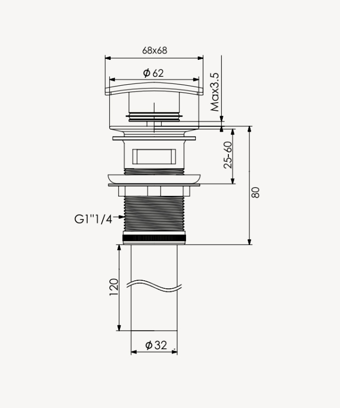 Piletta lavabo quadrata con troppopieno - Nero