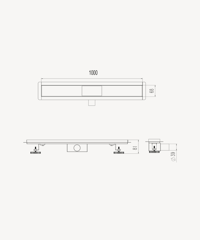 Canale doccia in acciaio inox Gunmetal - 100 cm