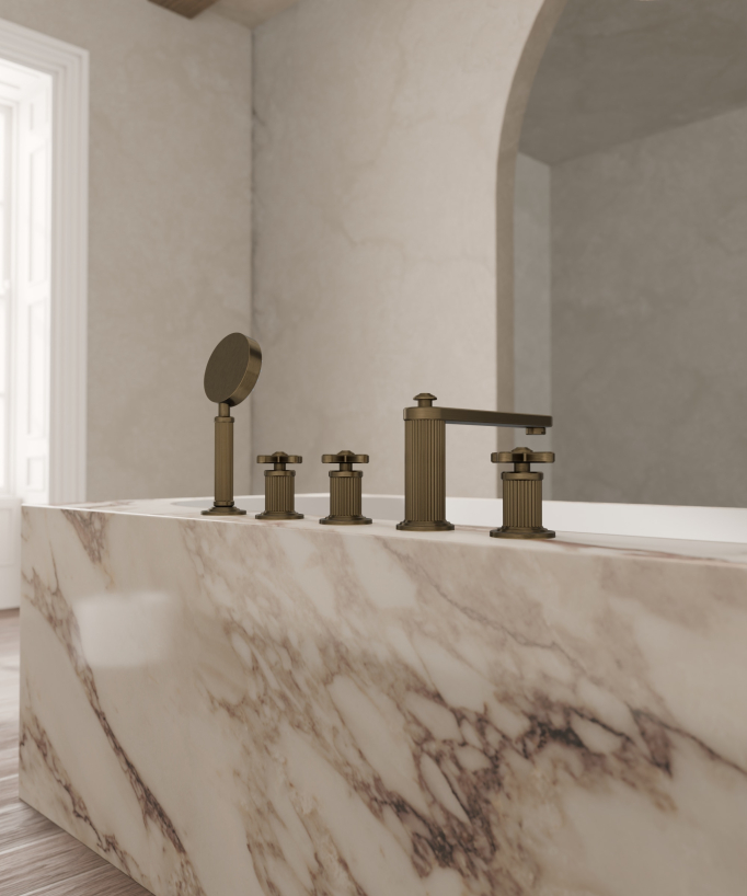 Miscelatore bagno-doccia 5 fori da appoggio Bronzo - Hera