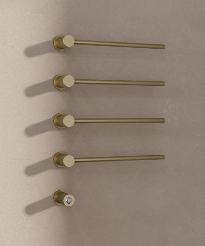 Scaldasalviette elettrico moderno 4 barre - oro spazzolato - small