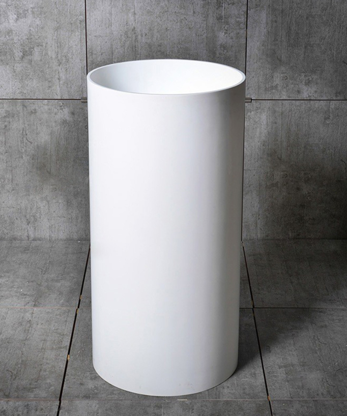 Lavabo a piedistallo rotondo sofisticato in resina Bianco lucido