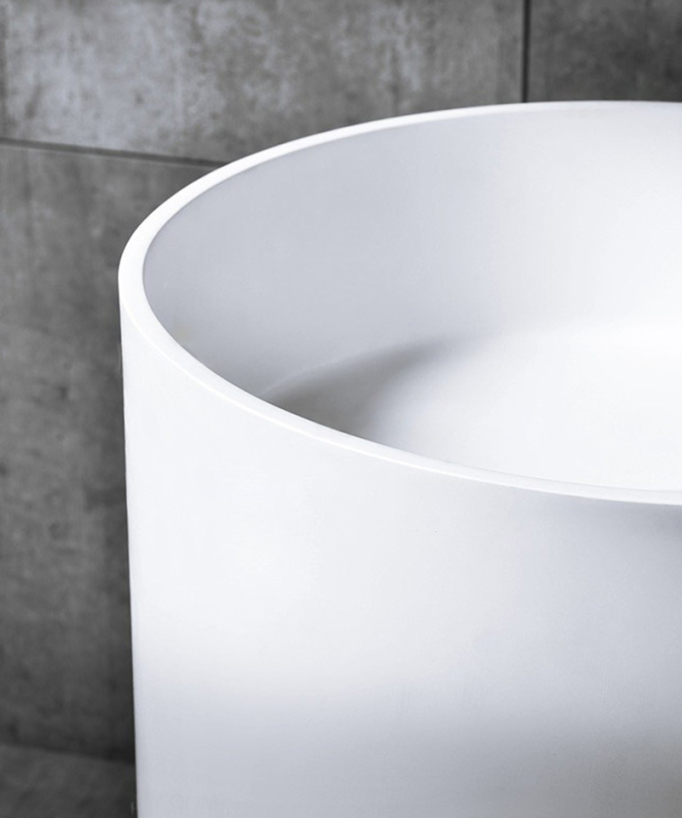 Lavabo a piedistallo rotondo sofisticato in resina Bianco lucido