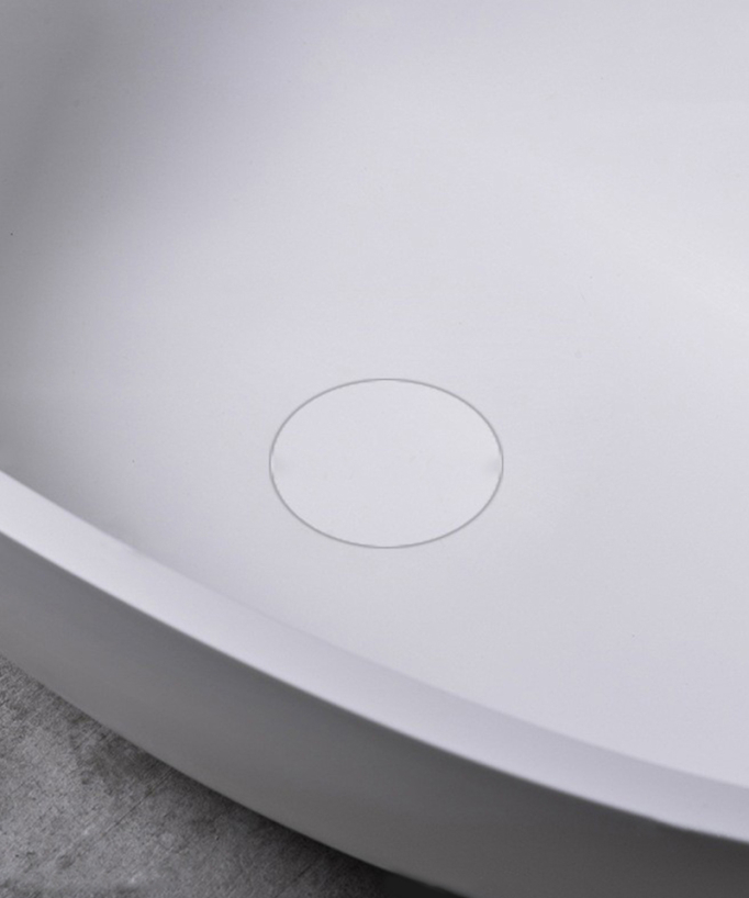 Lavabo ovale moderno in resina bianco lucido