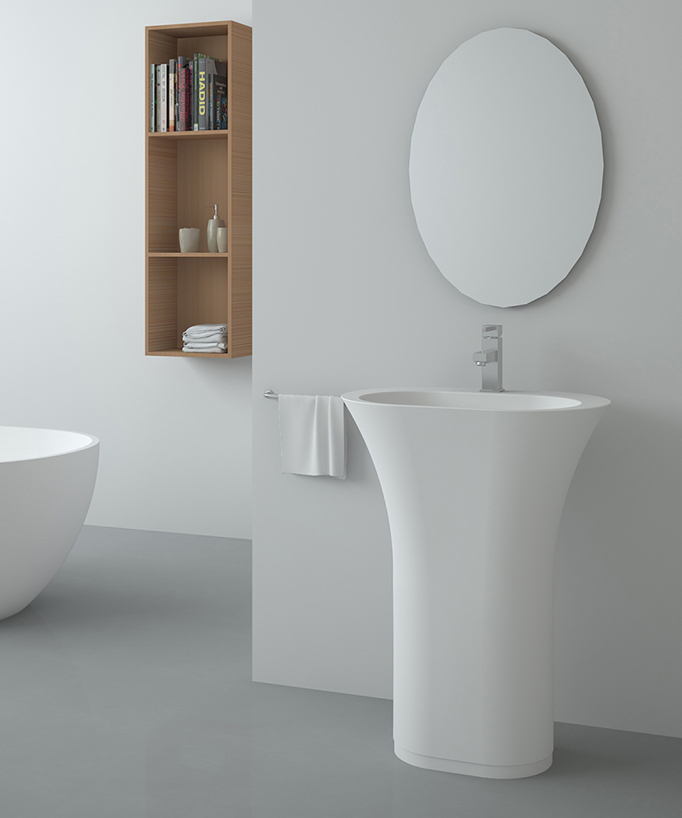 Lavabo totem ovale da appoggio in resina minerale Bianco opaco - Madingo - small