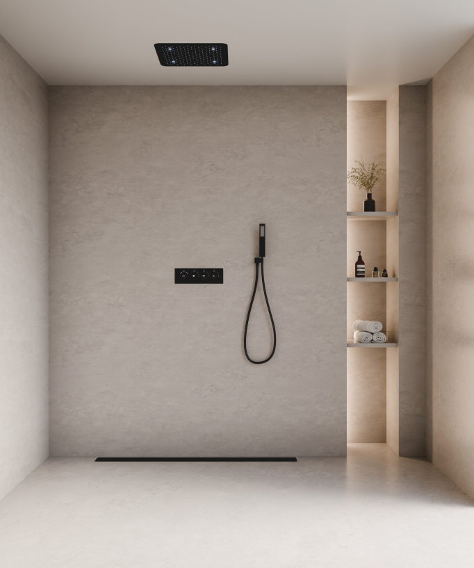 Miscelatore termostatico per doccia con plafoniera a LED - small
