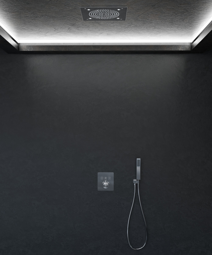 Gruppo doccia termostatico con soffione a soffitto - small