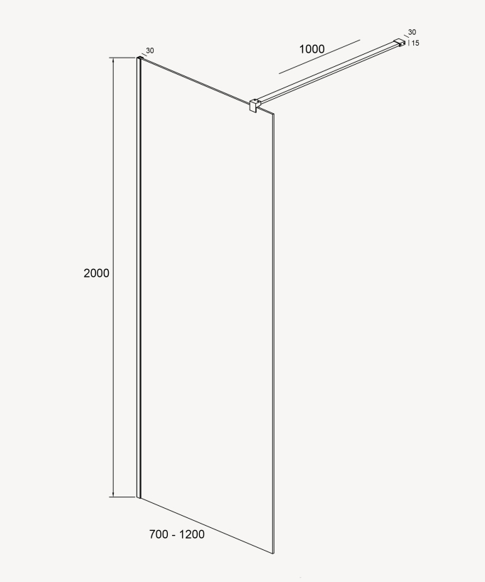 Seia - Parete doccia fissa fumé con profilo gunmetal