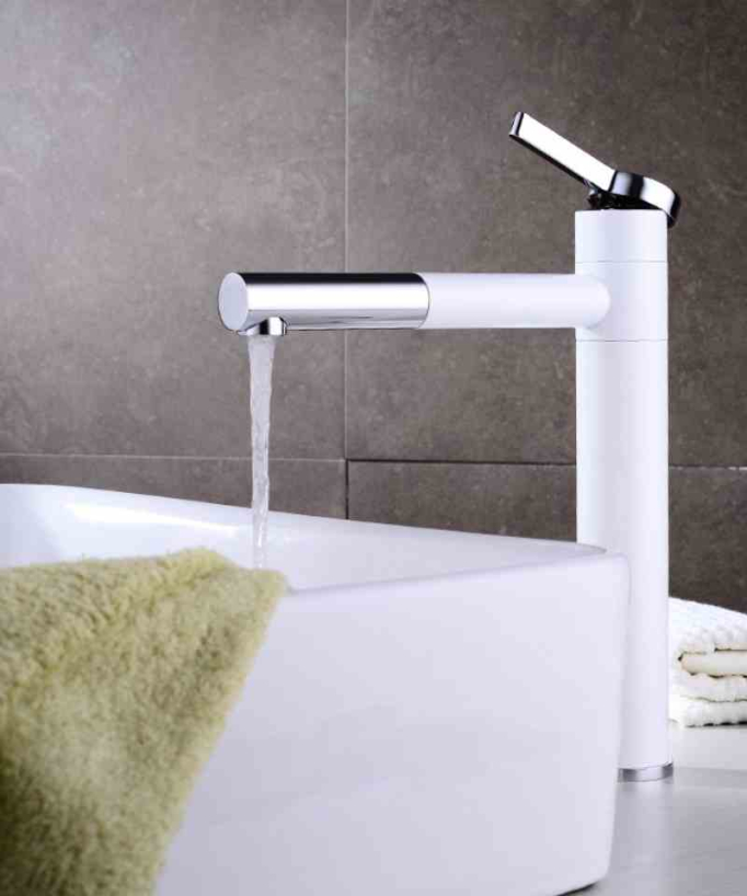 Miscelatore lavabo alto bianco e cromato - Graffias