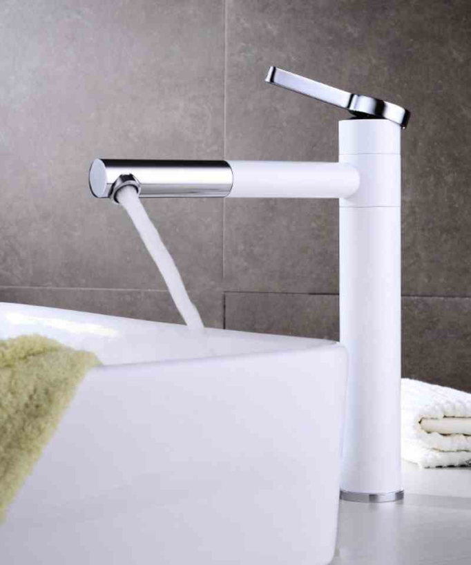 Miscelatore lavabo alto bianco e cromato - Graffias