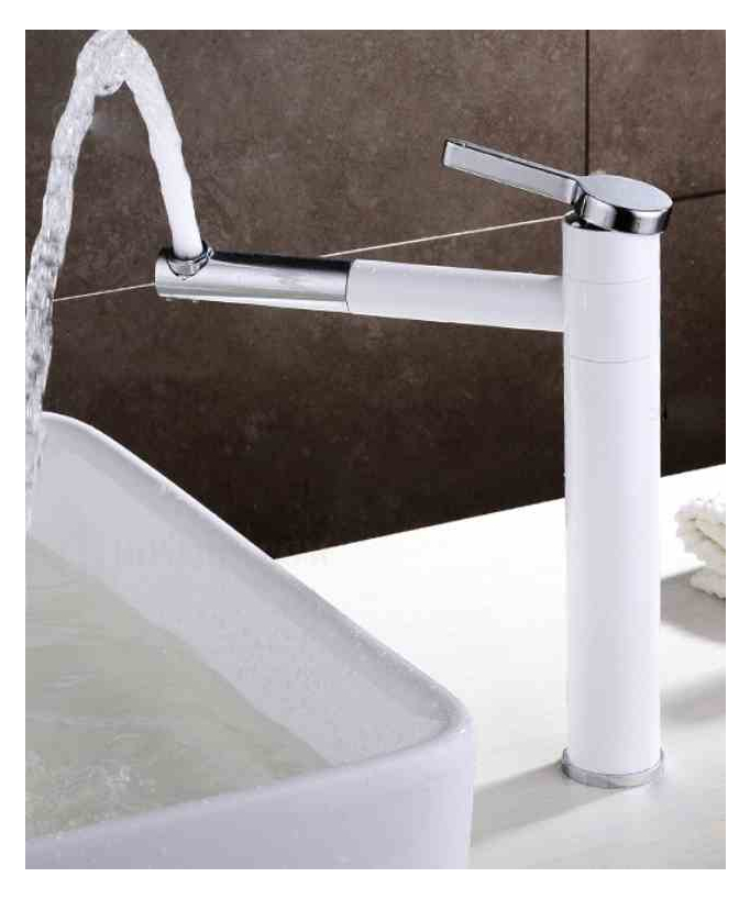 Miscelatore lavabo alto bianco e cromato - Graffias