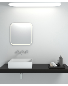 Lavabo quadrato da appoggio in solid surface Bianco opaco - Boma - small