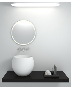 Lavabo rotondo da appoggio in solid surface Bianco opaco - Bukavu - small