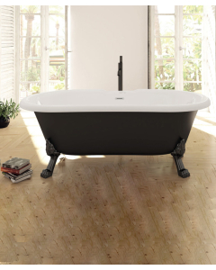 Baignoire ilot noir rétro, avec pattes de lion 