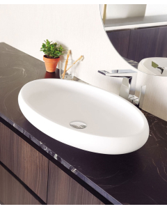 Lavabo ovale in solid surface Eslida - Bianco - small