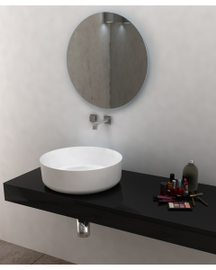 Lavabo rotondo da appoggio in solid surface Bianco opaco - Uvira - small