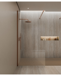 Lixa - Parete doccia walk-in con profilo oro rosa spazzolato - small