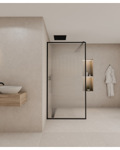 Sintra - Parete doccia fissa in vetro scanalato, telaio nero